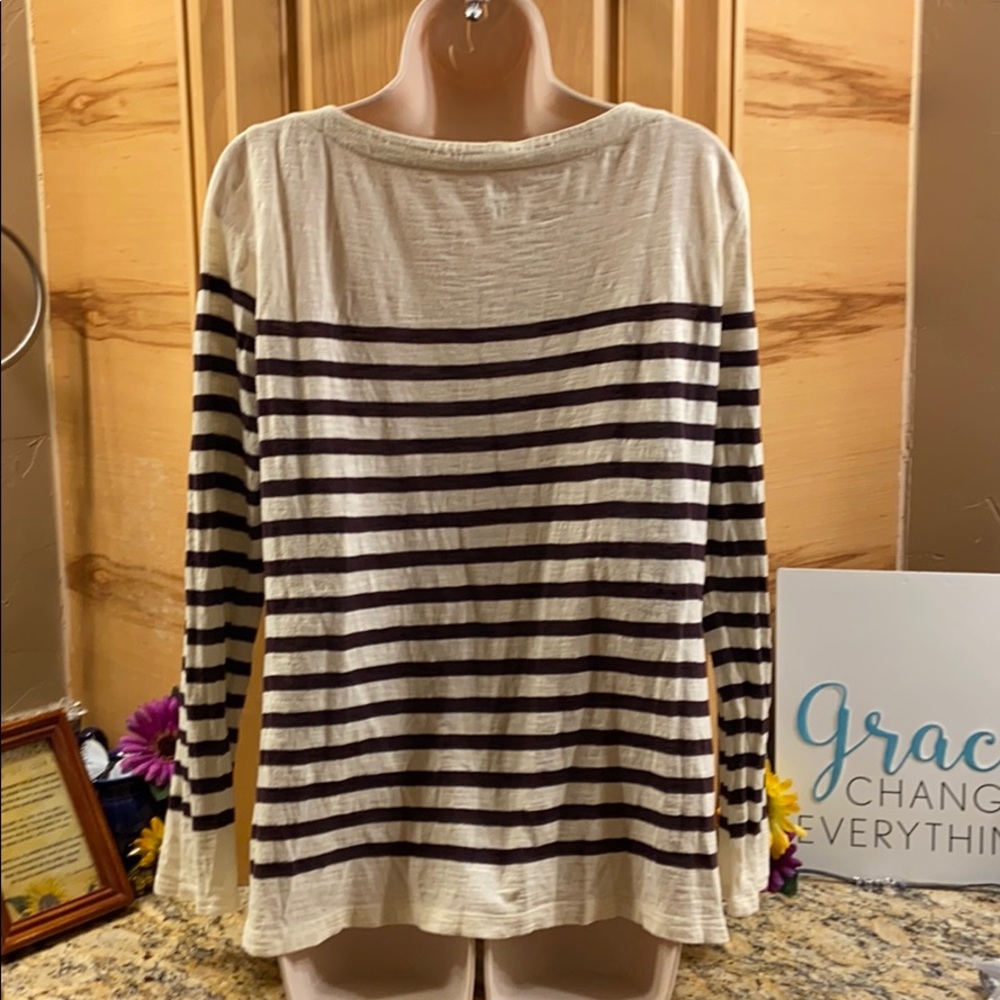 Loft long sleeve cream/black stripe top Large - Picture 3 of 16